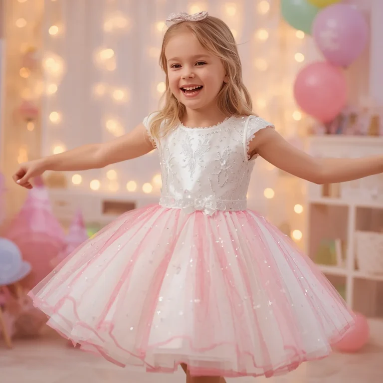Girls’ Festive Fun: Glittery Tulle Overlay Dress | Girls Trending Prompt