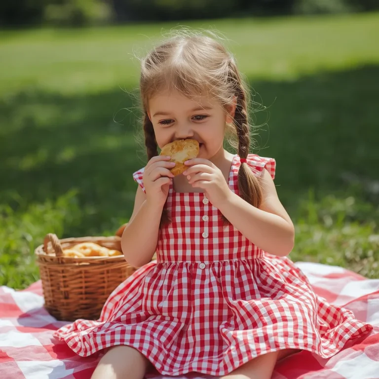 Little Girl’s Adorable Gingham Dress for a Summer Picnic | prompt for Gemini girl style trending