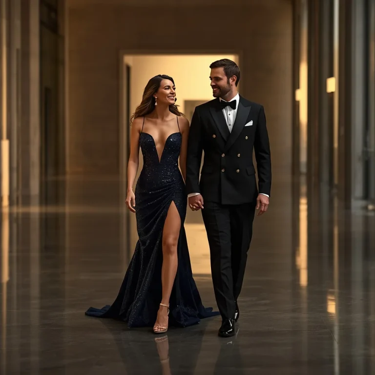 Romantic Couple In Elegant Modern Museum Gala | Couple Prompt
