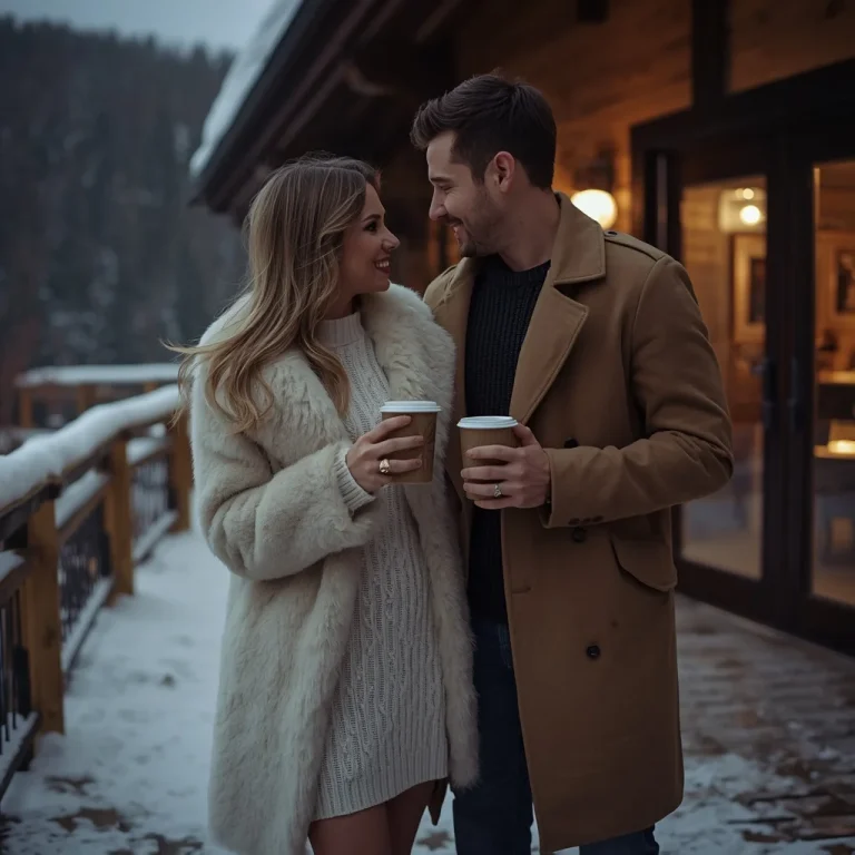 Romantic Couple Sharing Cozy Moment in Winter Attire | Romantic Couple Sharing